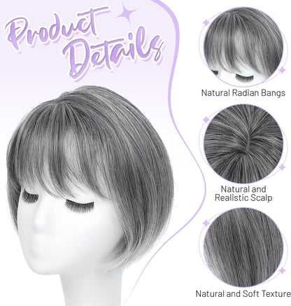 Summer Breathable  Straight Hair Topper With Bangs For Thinning Hair