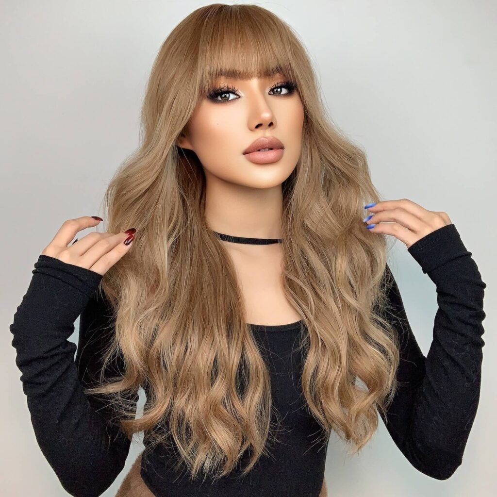 Luxury & Undetectable Natural Wavy Hair Topper With Bangs for Thinning Hair