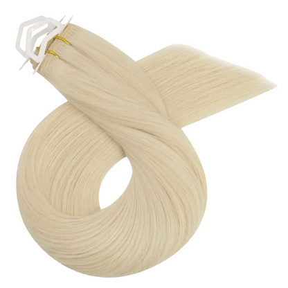 Human Hair Weft Sew In Extensions Platinum Blonde (#60)