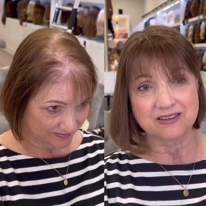 2025 New Summer Breathable  Straight Hair Topper With Bangs For Thinning Hair