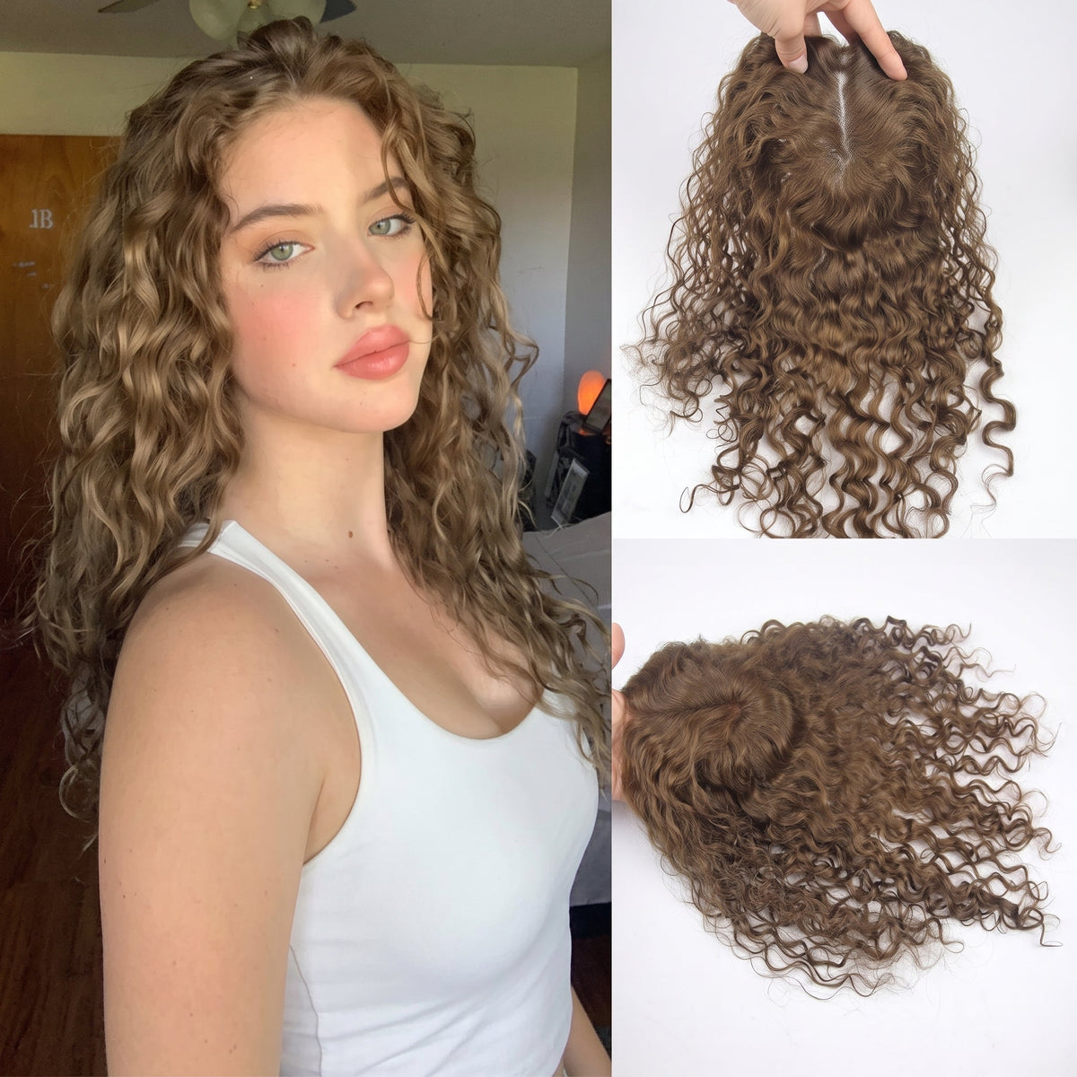Luxury curly hair toppers for women with thinning hair