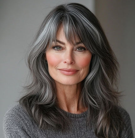 Luxury & Undetectable Natural Wavy Hair Topper With Bangs for Thinning Hair